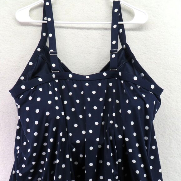Lands End Swim Top Size 26W Tankini Navy Blue White Polka Dot Adjustable Straps - Picture 4 of 6